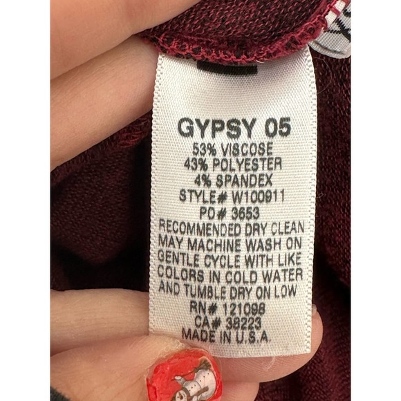 Gypsy 05 heathered red long sleeves asymmetrical v neck top size XS - Picture 5 of 9